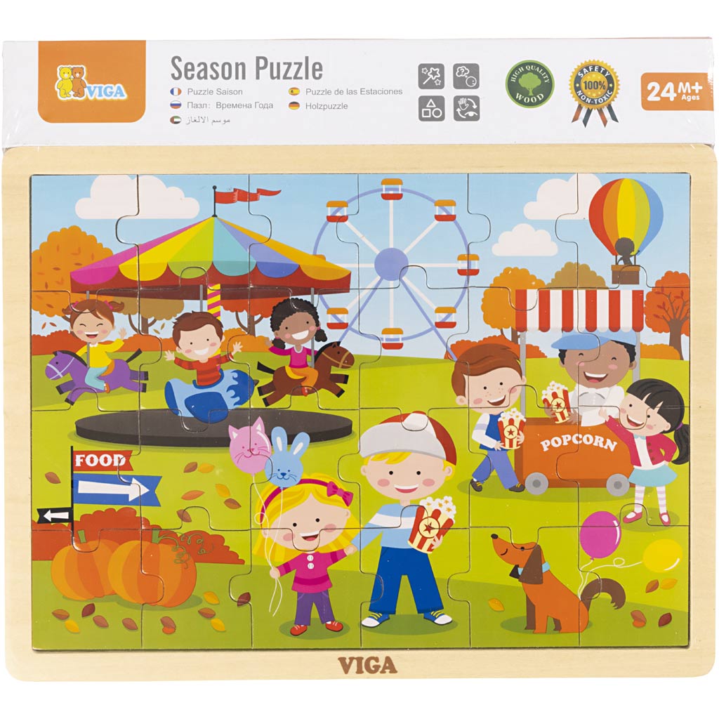 Puzzle en bois VIGA, les saisons , L'automne, dim. 30x22,5 cm, 24 pièces, 1 pièce [HOB-901167]