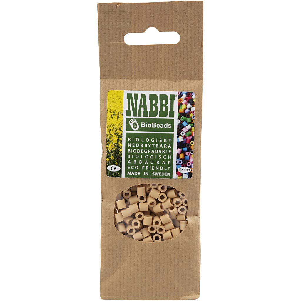 Les Perles NABBI BioBeads, dim. 5x5 mm, diamètre intérieur 2.5 mm, medium, crème, 1000 pièces/ 1 Pq. [HOB-9067643]