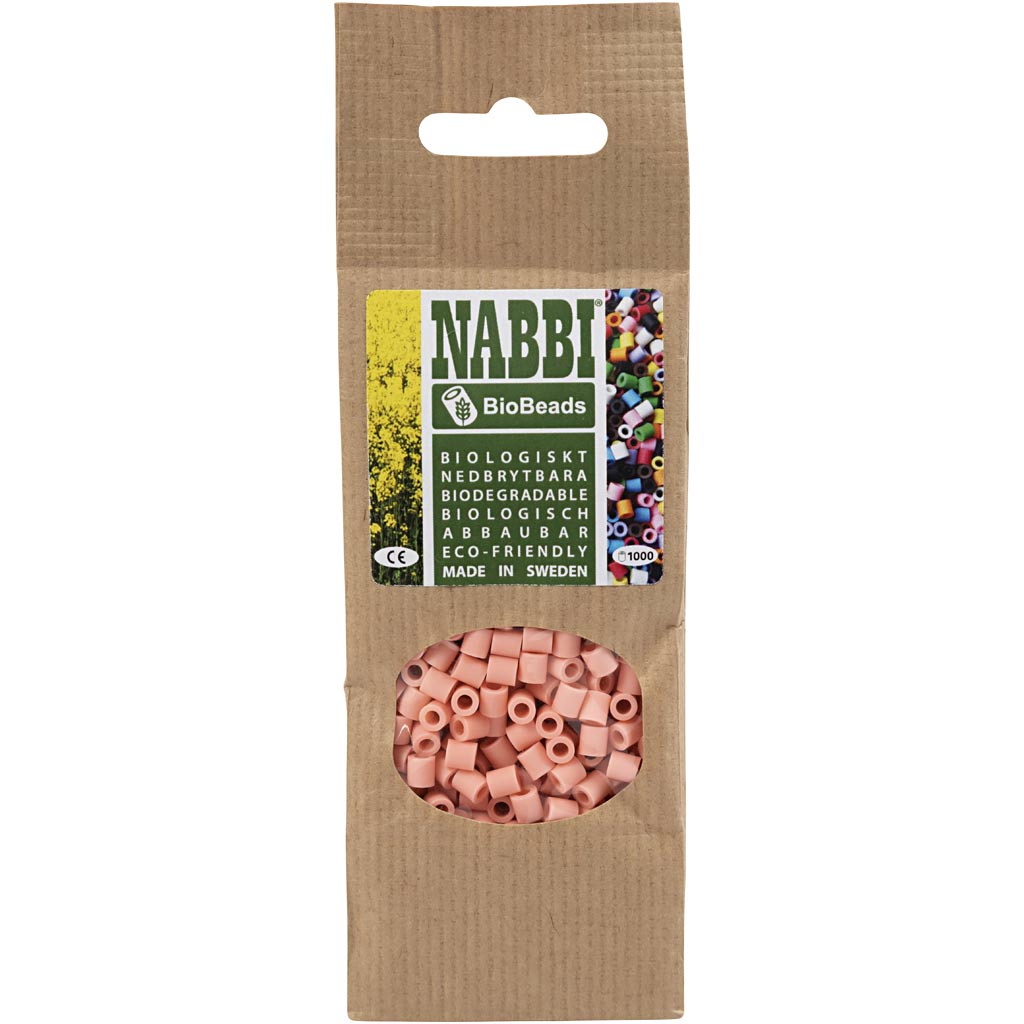 Les Perles NABBI BioBeads, dim. 5x5 mm, diamètre intérieur 2,5 mm, medium, salmon (051), 1000 pièces/ 1 Pq. [HOB-9067648]