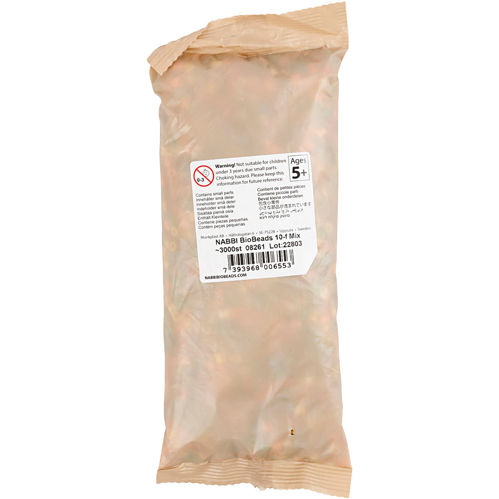 Les Perles NABBI BioBeads, dim. 5x5 mm, diamètre intérieur 2.5 mm, medium, ass. de couleurs, 3000 pièces/ 1 Pq. [HOB-906771]