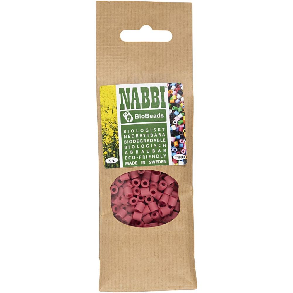 Les Perles NABBI BioBeads, dim. 5x5 mm, diamètre intérieur 2.5 mm, medium, rouge, 1000 pièces/ 1 Pq. [HOB-9067770]