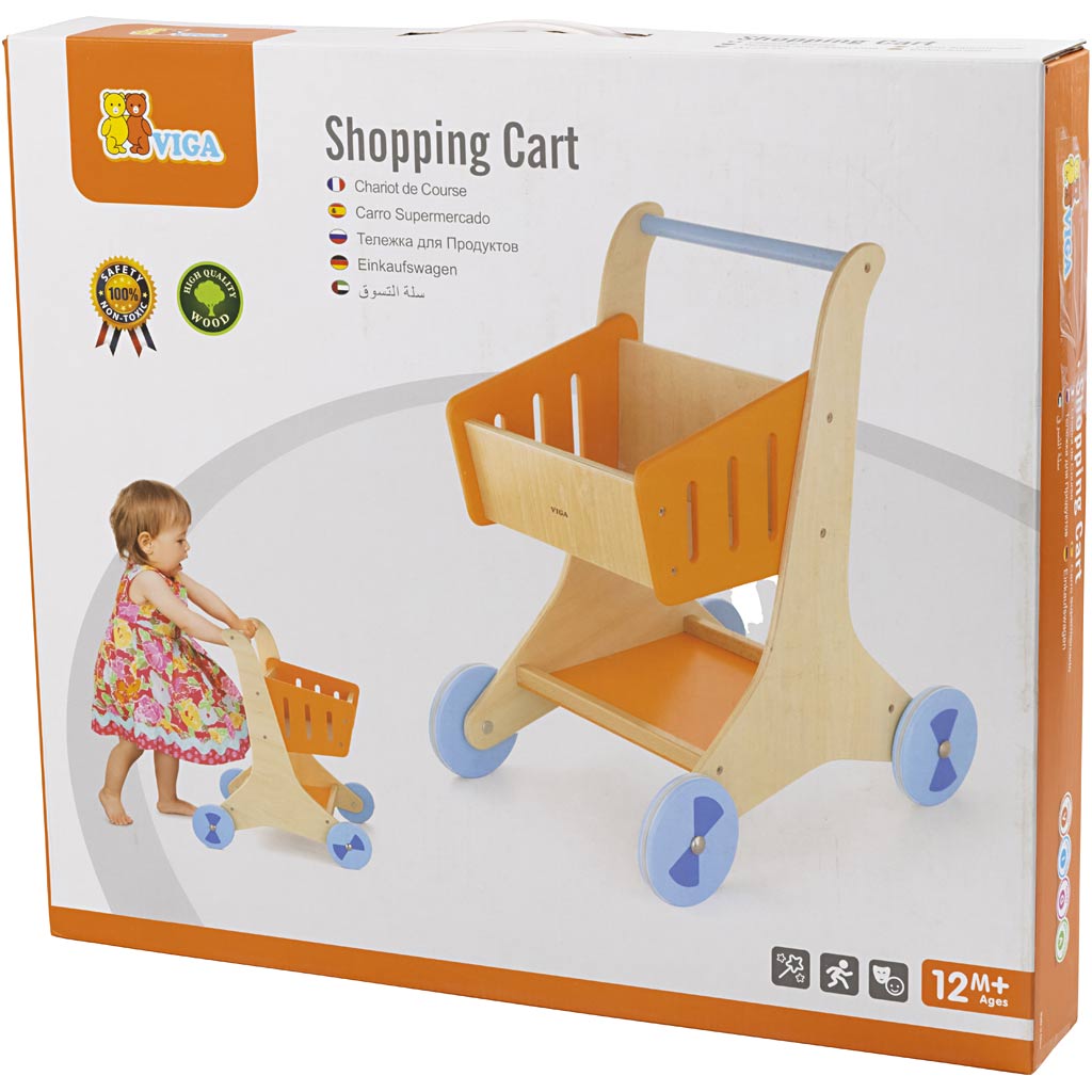 Chariot de courses en bois VIGA , dim. 48x30x41,5 cm, 1 pièce [HOB-907670]