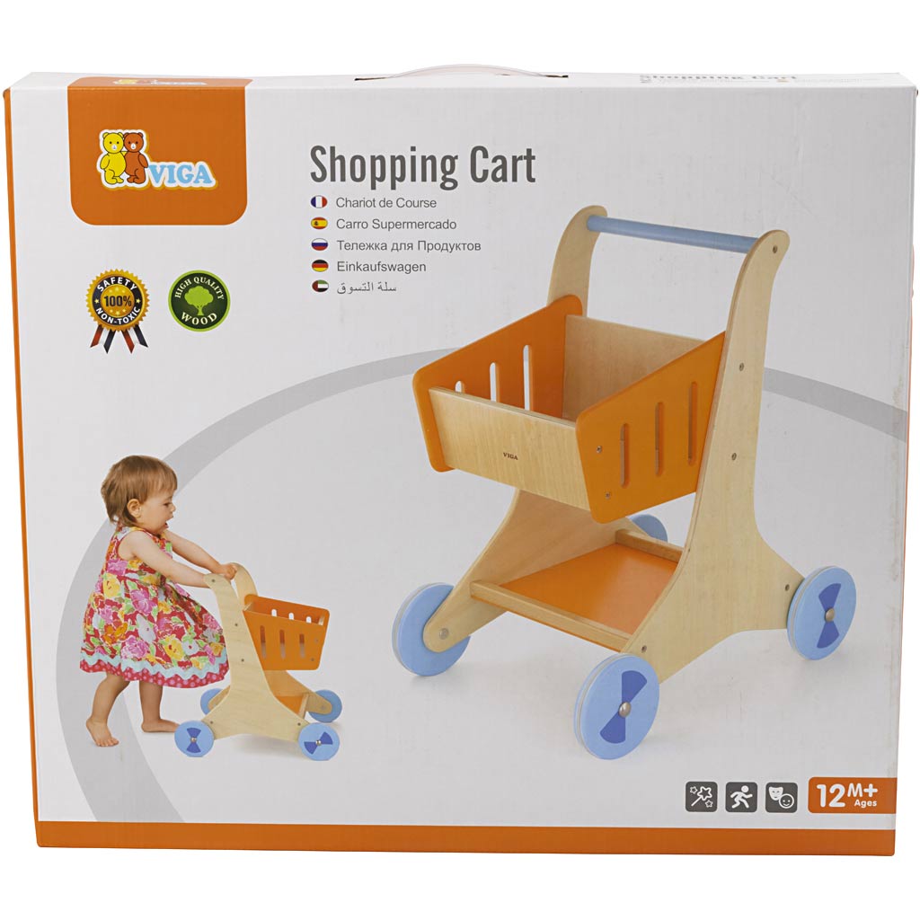 Chariot de courses en bois VIGA , dim. 48x30x41,5 cm, 1 pièce [HOB-907670]