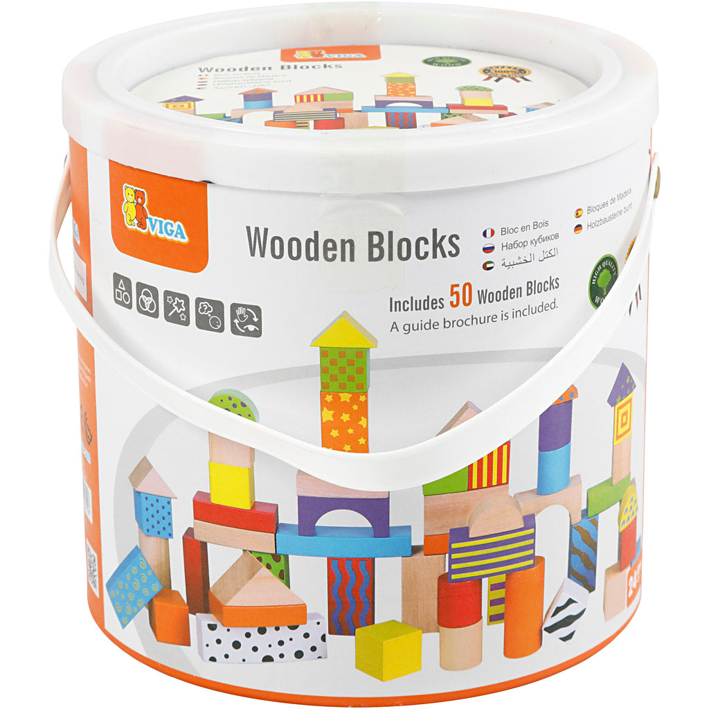 Blocs en bois VIGA, dim. 3 cm, 50 morceaux/ 1 set [HOB-907729]