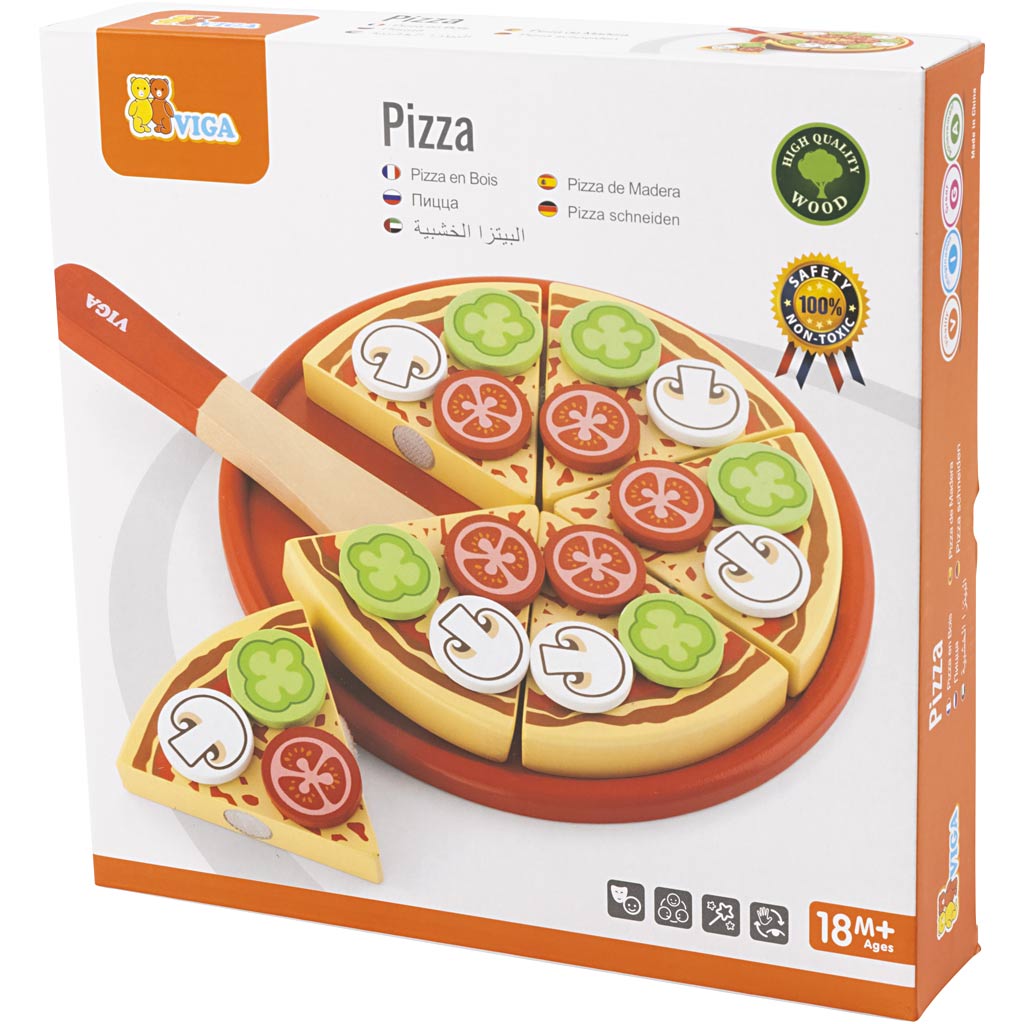 Pizza en bois pour le jeu VIGA, dim. 23x3,5 cm, 1 pièce [HOB-907795]