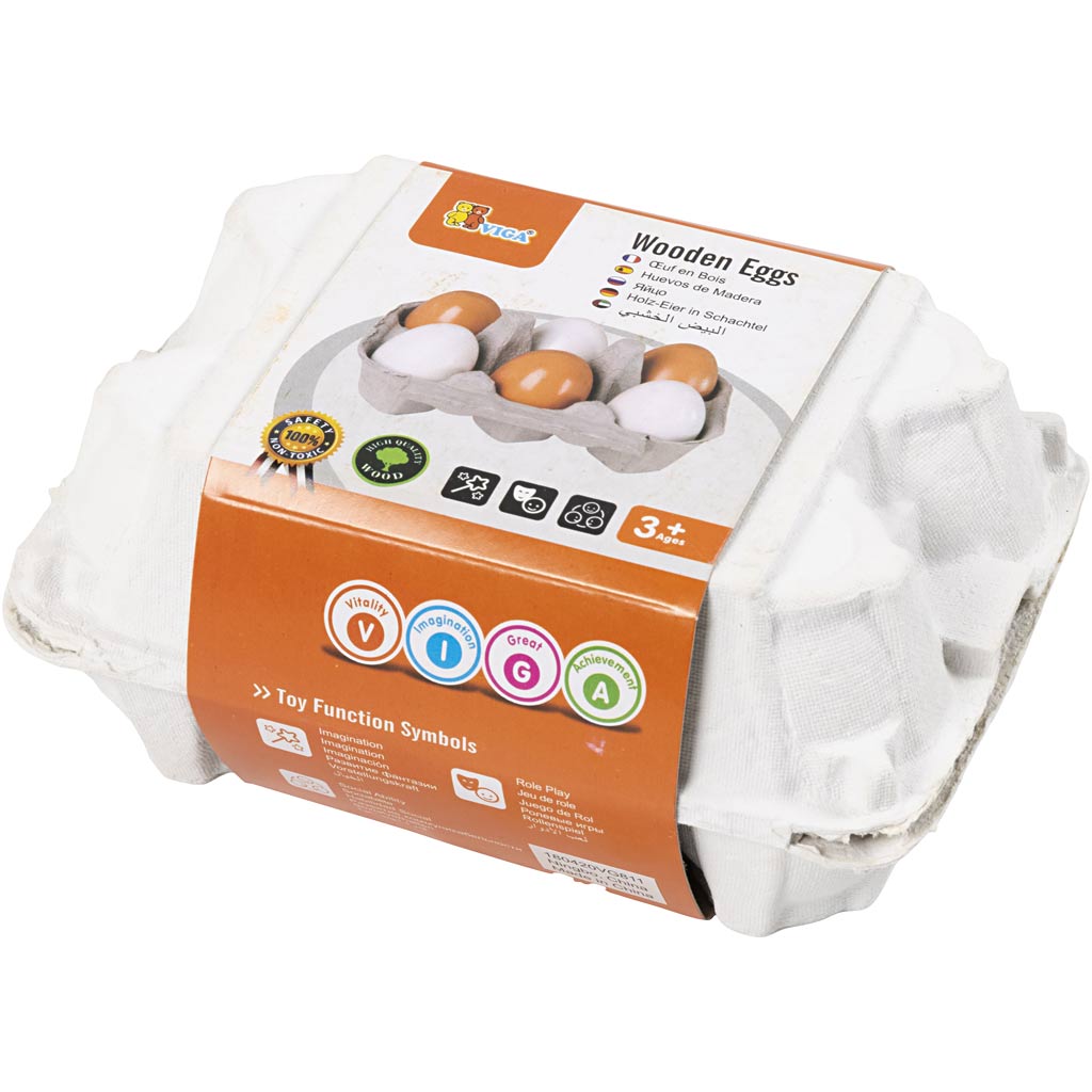 Oeufs en bois VIGA, 6 morceaux/ 1 pièce [HOB-907796]