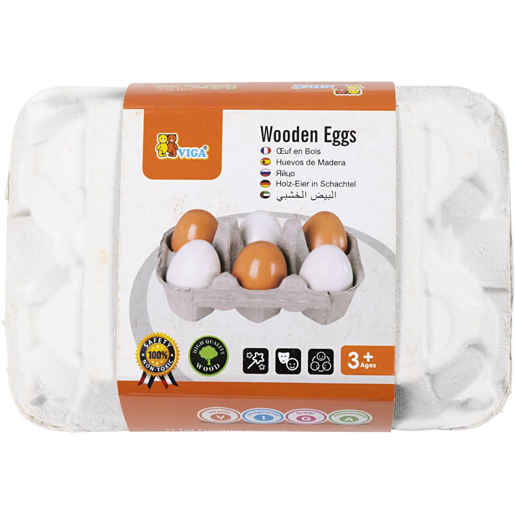 Oeufs en bois VIGA, 6 morceaux/ 1 pièce [HOB-907796]