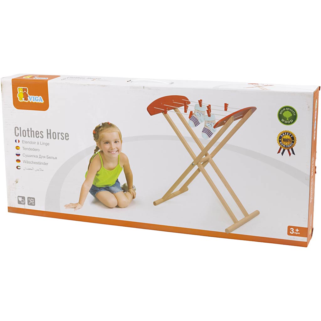 Étendoir en bois pour le jeu VIGA, dim. 41x61x34 cm, 1 pièce [HOB-907798]