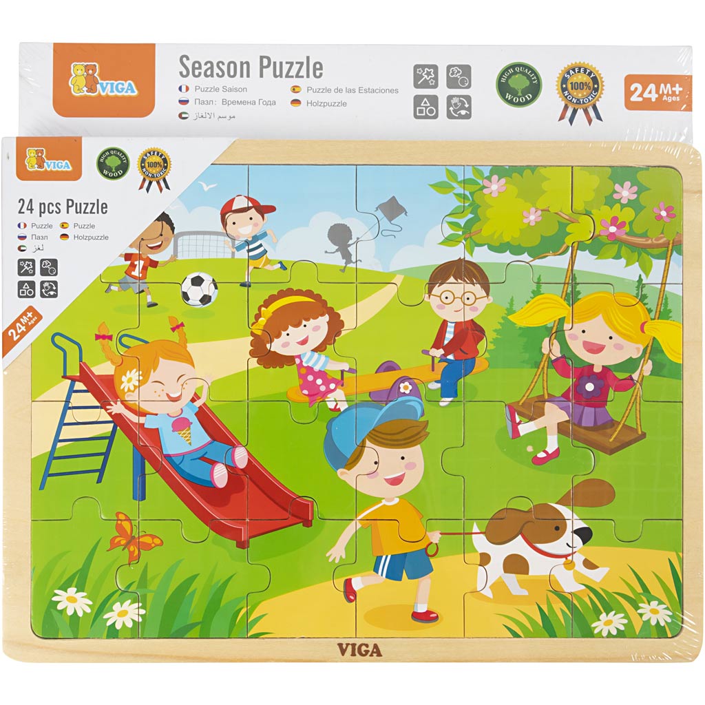 Puzzles en bois VIGA, dim. 22,5x30 cm, 4x24 pièces, 4 pièces/ 1 Pq. [HOB-907873]