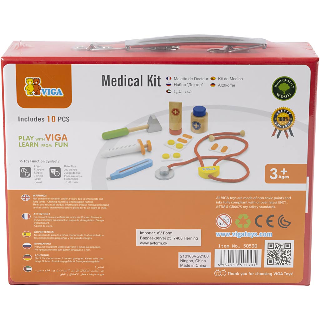 Set de docteur en bois VIGA, 11 morceaux/ 1 set [HOB-908492]