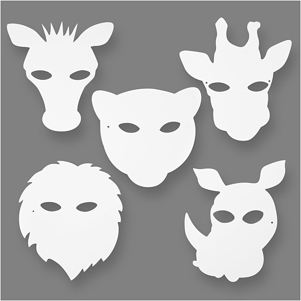 Masques en papier cartonné, H : 15-22 cm, L : 24-25 cm, blanc, 192 pièces/ 1 Pq. [HOB-95273]