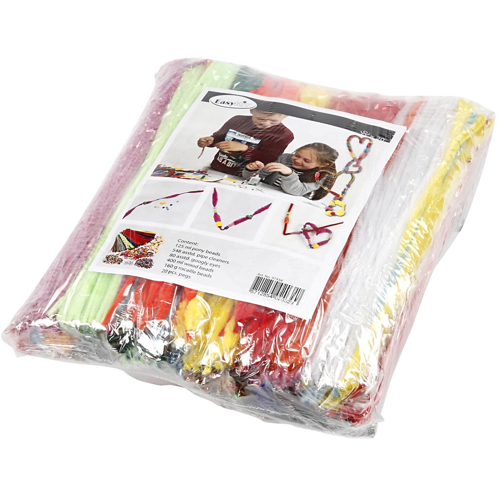 Amusement avec pinces et chemilles, ass. de couleurs, 1 set [HOB-97434]