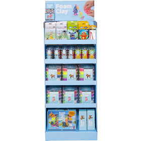Présentoir de sol pour pâte Foam Clay® , H : 1560 mm, P: 390 mm, L : 580 mm, ass. de couleurs, 102 UV/ 1 Pq. [HOB-97531]