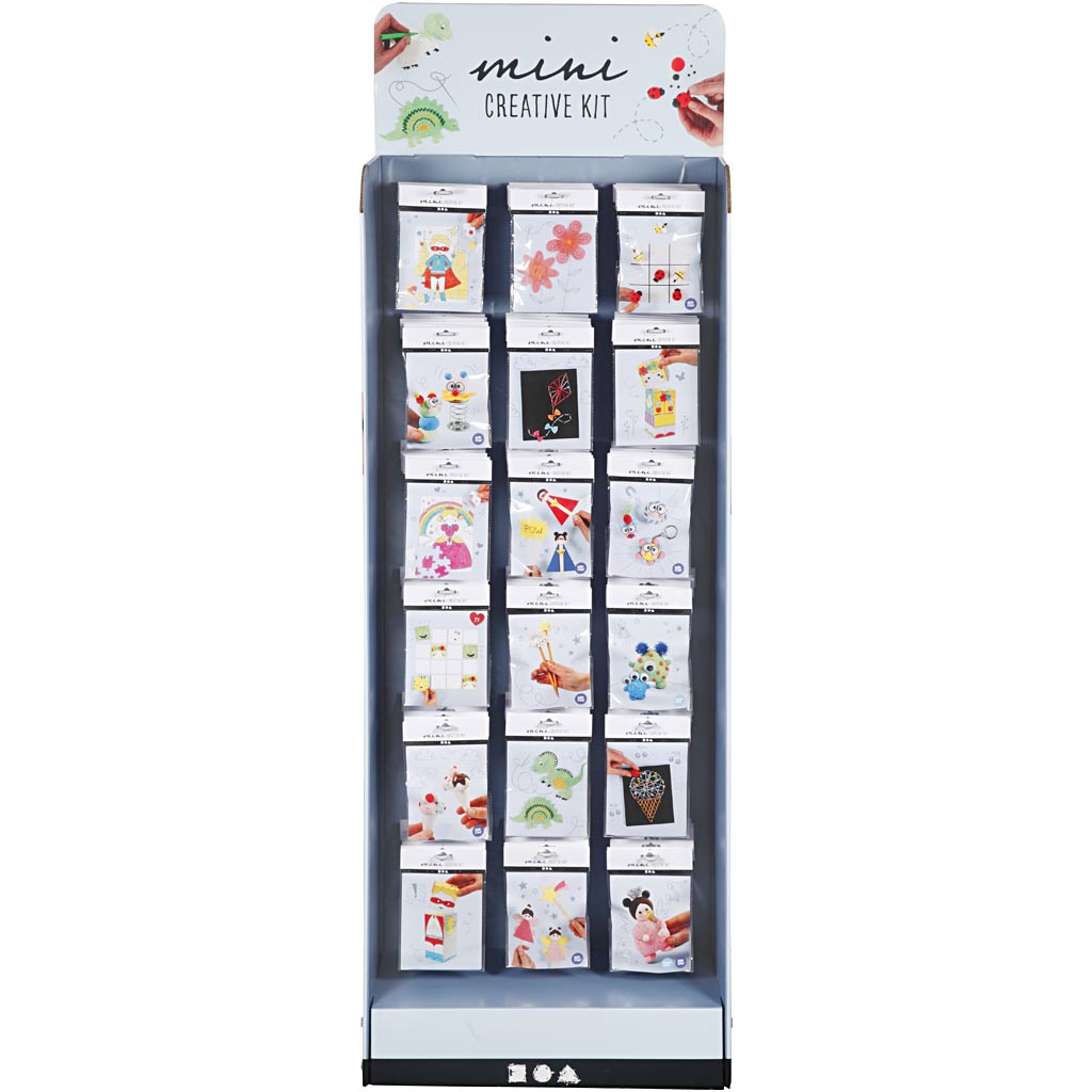 Floor display with Mini Craft Kit, H: 1500 mm, W: 580 mm, white, 108 set