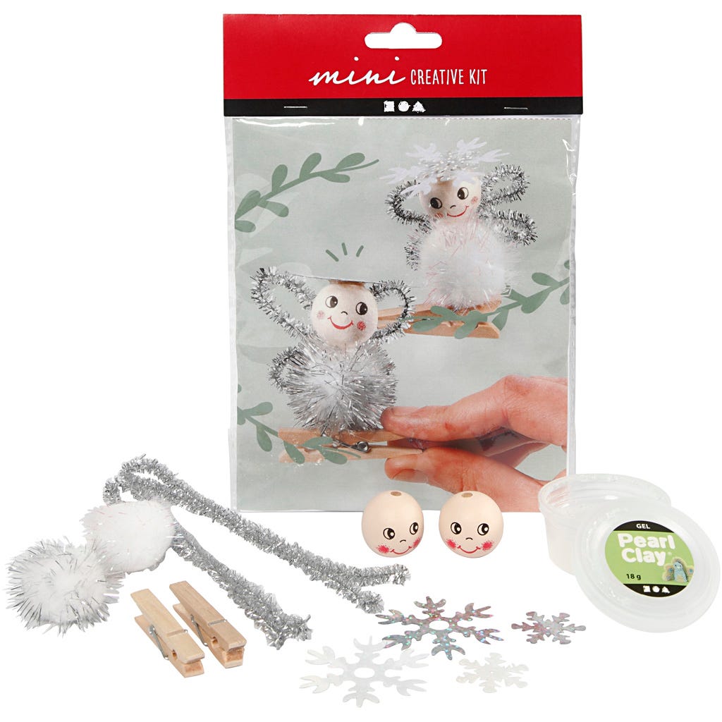 Mini Kit DIY, anges sur pinces à linge en bois, 1 Pq. [HOB-977351]