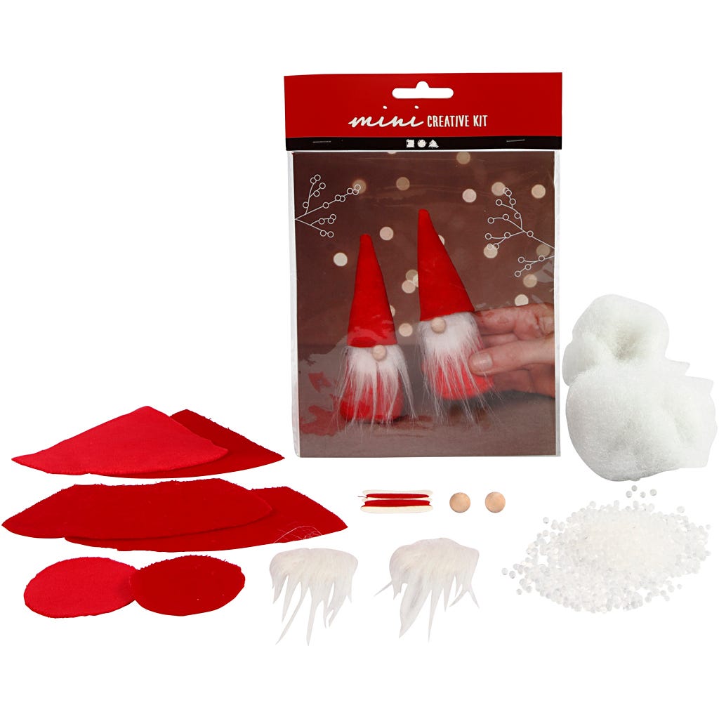 Mini Kit DIY, lutin de Noël , H : 12 cm, rouge, 1 Pq. [HOB-977401]