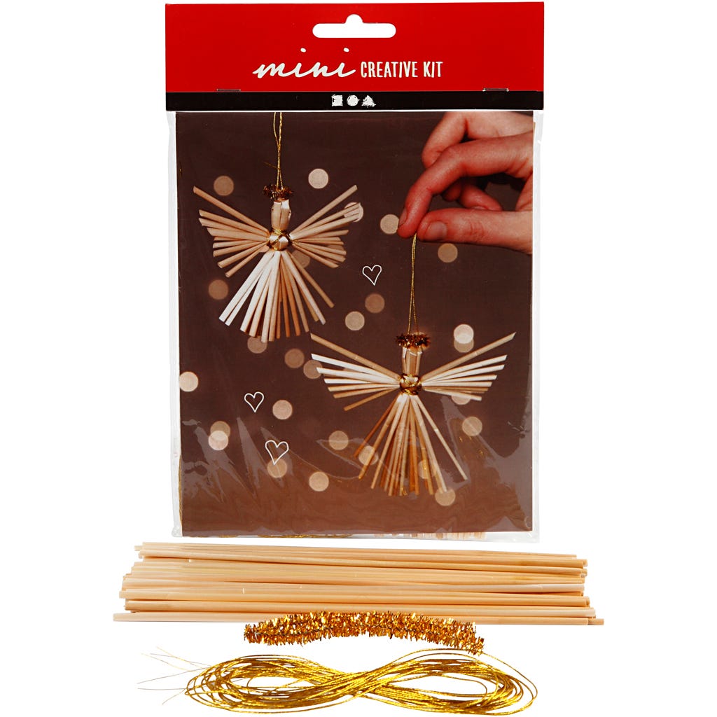 Mini Kit DIY, anges de paille, H : 8 cm, 1 Pq. [HOB-977414]