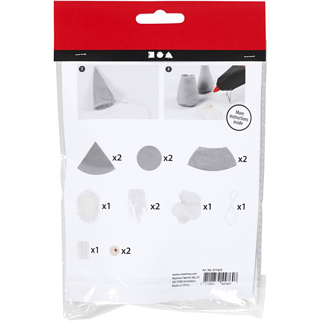 Mini Kit DIY, Lutins du Père Noël scandinaves, H : 12 cm, gris, 1 Pq. [HOB-977429]