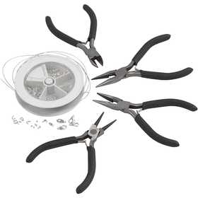 Kit Fabrication de Bijoux, argenté, 1 set [HOB-99128]