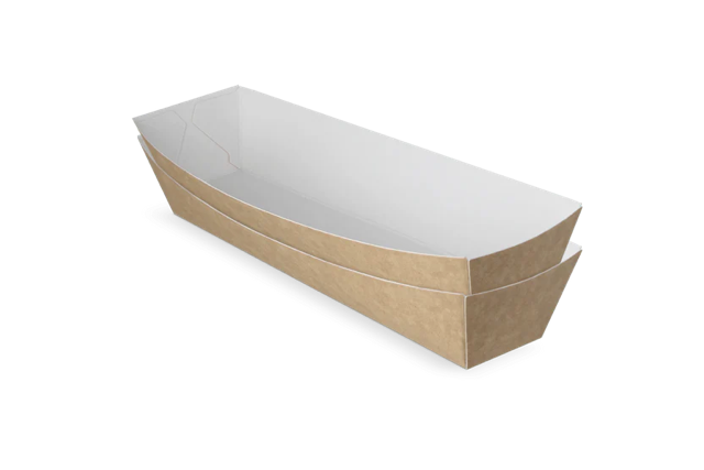 Barquette à saucisses A16 kraft/Blanc (400 pcs) [TK-9987895]