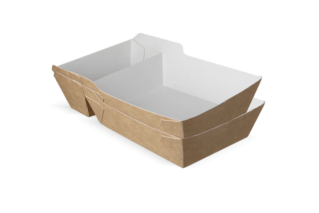 Barquette à frites A20 (A14+1) kraft/Blanc (400 pcs) [TK-9987896]