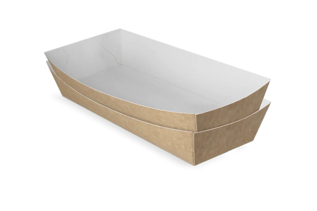 Barquette à saucisses A18 kraft/Blanc (400 pcs) [TK-9987960]