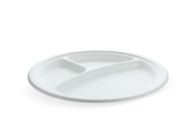 Assiette en Canne à Sucre Ø26cm 3-compartiments (500 pcs) [TK-9988105]