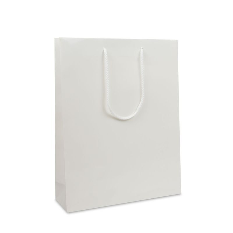 Sac à poignées en papier de luxe - Brillant 31+10x40 cm Blanc (100 pcs) [FP-DPK016]