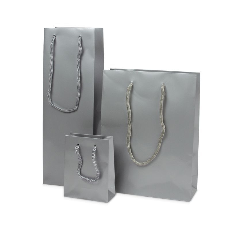 Sac à poignées en papier de luxe - Brillant 10+4,5x13 cm Argent (250 pcs) [FP-DPK031]