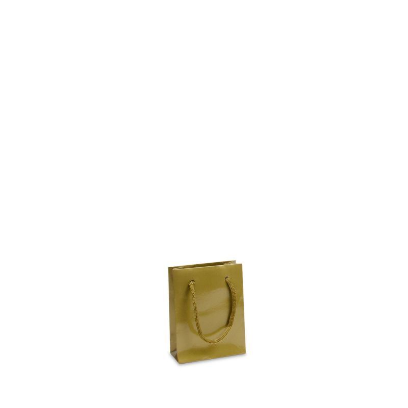 Sac à poignées en papier de luxe - Brillant 10+4,5x13 cm Or (250 pcs) [FP-DPK032]