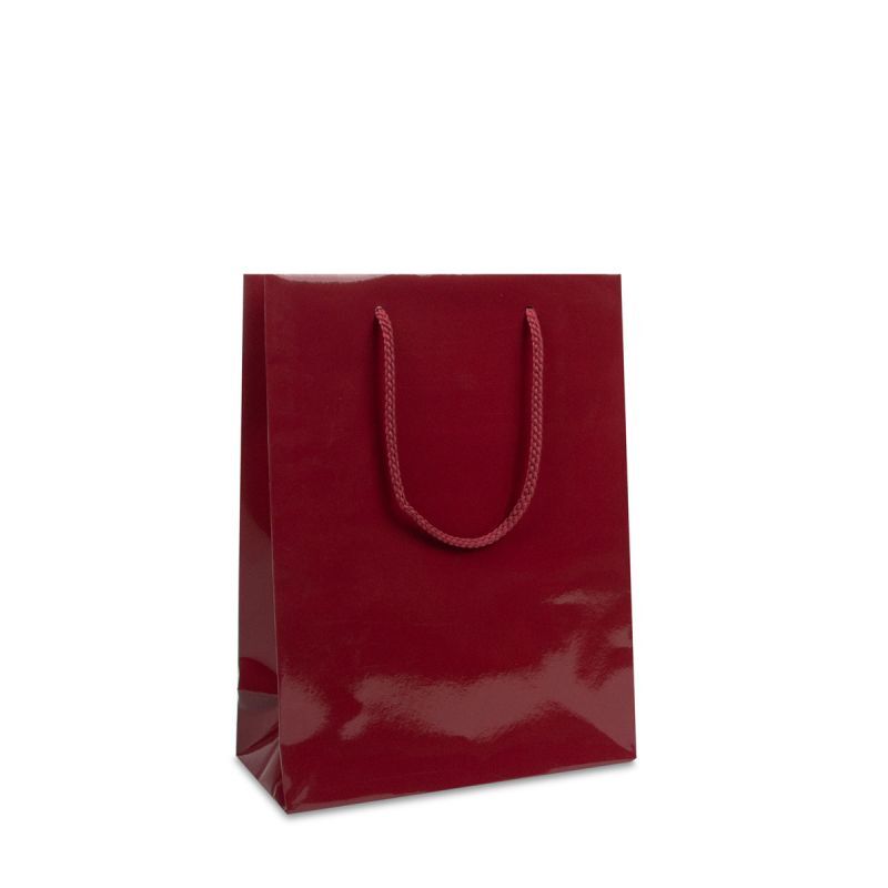 Sac à poignées en papier de luxe - Brillant 25+11x33 cm Rouge bordeaux (100 pcs) [FP-DPK041]