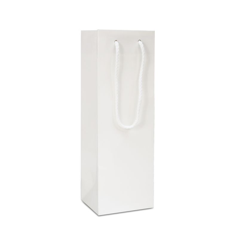 Sacs à vin en papier de luxe - Brillant 12+10x35 cm Blanc (100 pcs) [FP-DPK043W]