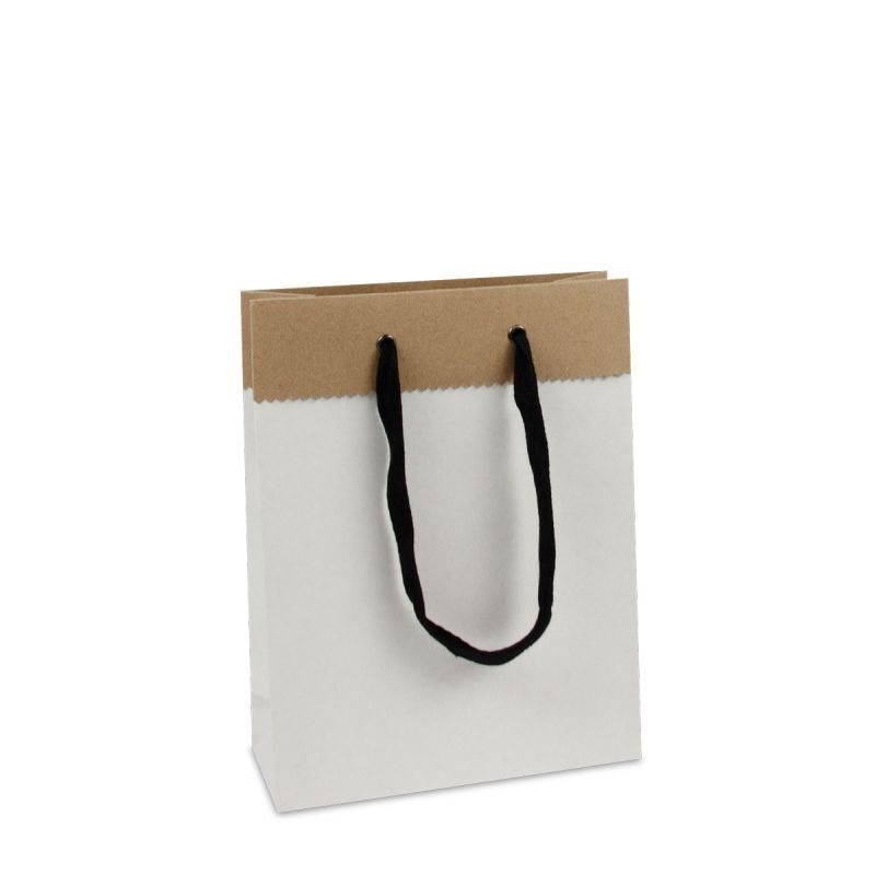 Sac à poignées en papier haut de gamme fabriqués à partir de papier duplex recyclé 20+8x26 cm Blanc (100 pcs) [FP-DPK084]