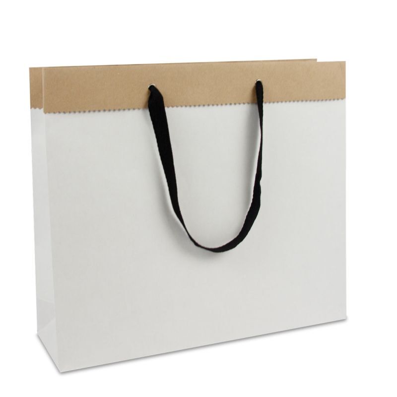 Sac à poignées en papier haut de gamme fabriqués à partir de papier duplex recyclé 40+12x35 cm Blanc (100 pcs) [FP-DPK087]