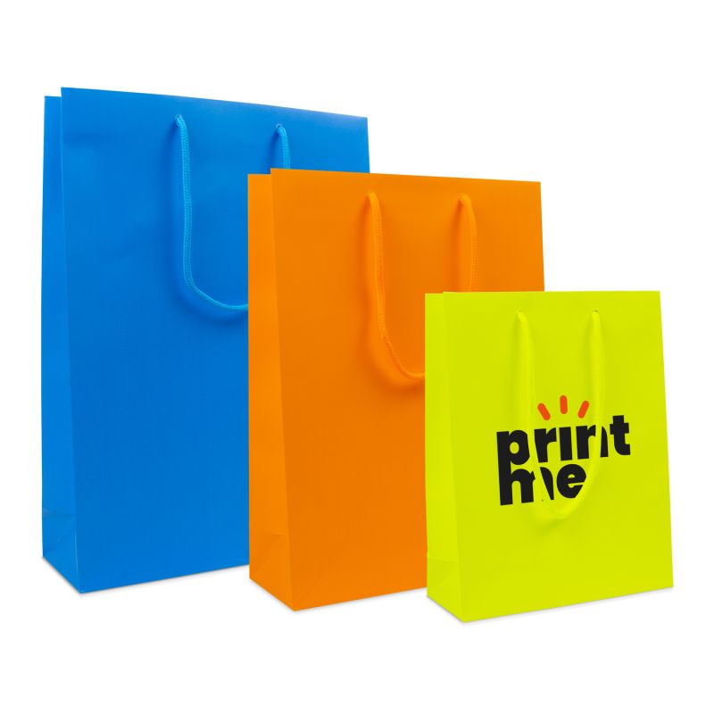 Sac à poignées en papier de luxe - Fluor mat 20+8x26 cm Jaune (100 pcs) [FP-DPK094]