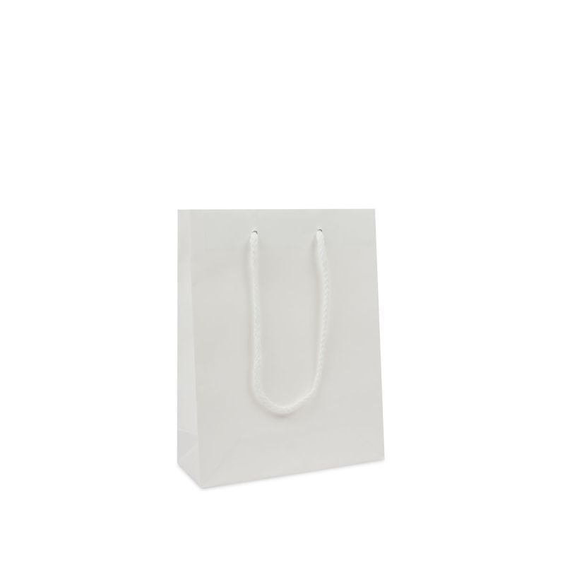 Sac à poignées en papier de luxe - Kraft 20+8x26 cm Blanc (100 pcs) [FP-DPK108]