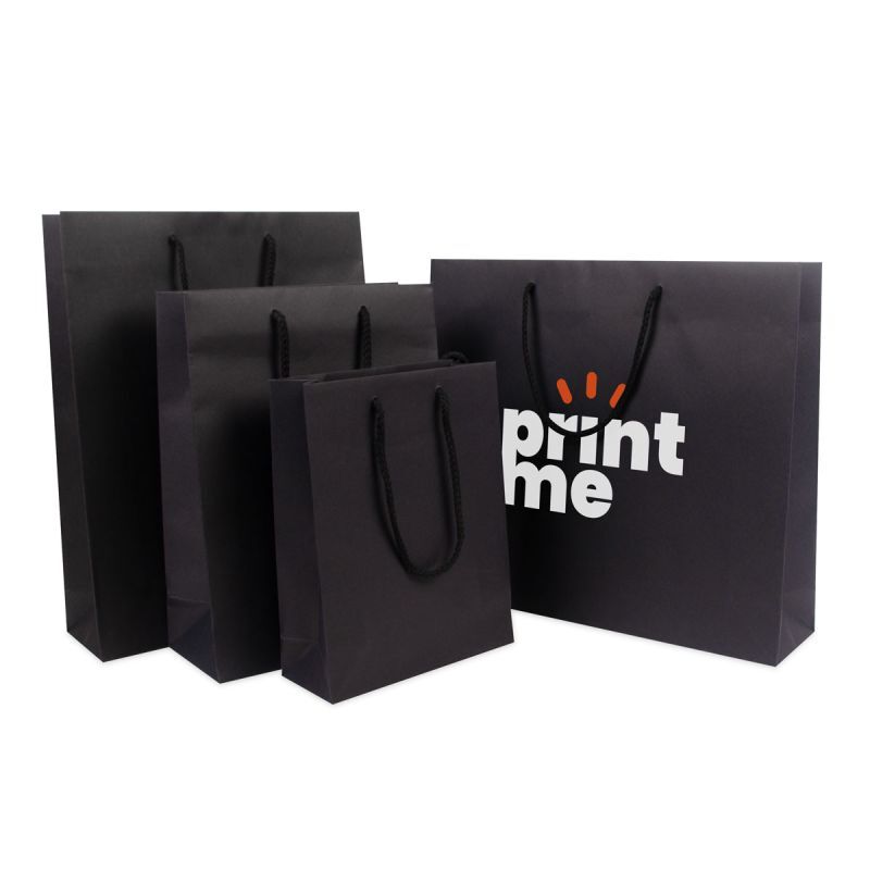 Sac à poignées en papier de luxe - Kraft 20+8x26 cm Noir (100 pcs) [FP-DPK112]