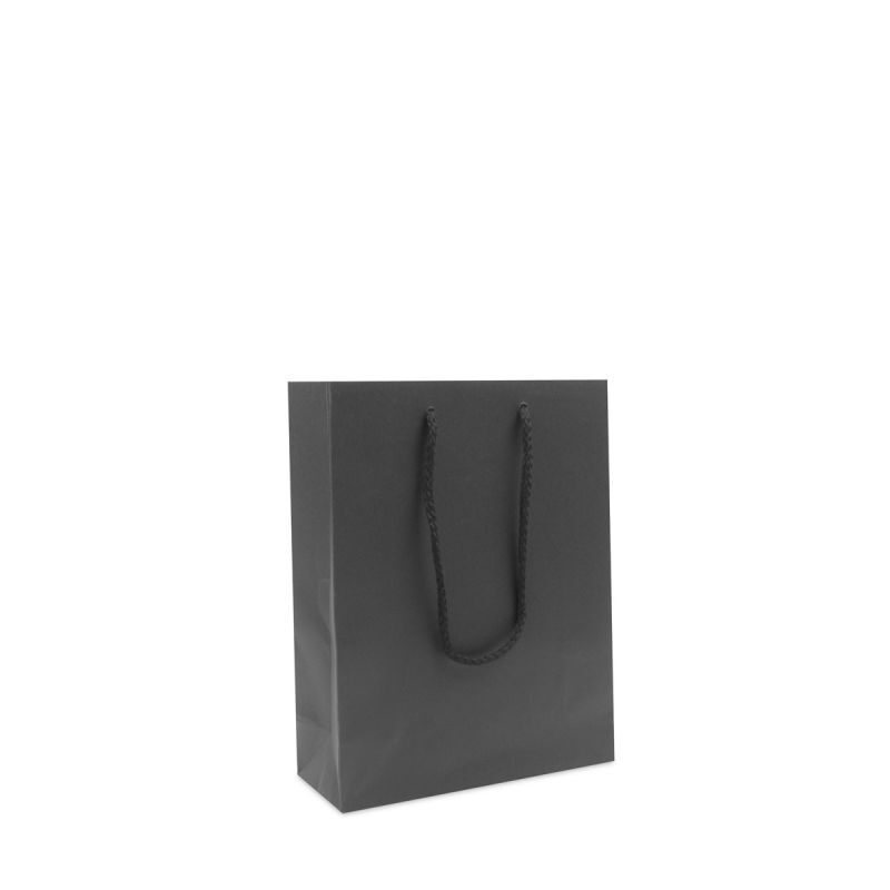 Sac à poignées en papier de luxe - Kraft 20+8x26 cm Noir (100 pcs) [FP-DPK112]