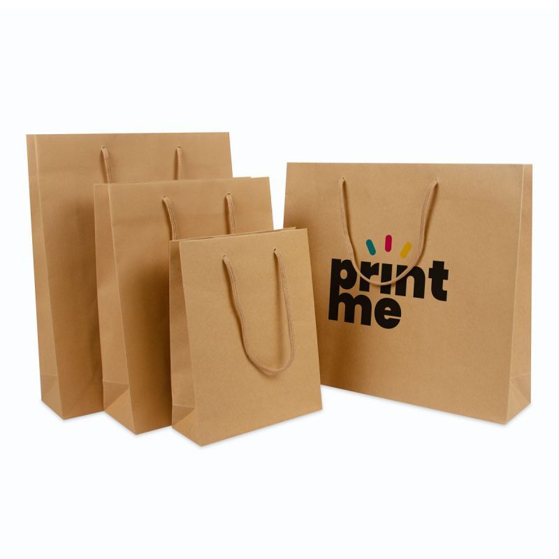 Sac à poignées en papier de luxe - Kraft 20+8x26 cm Marron (100 pcs) [FP-DPK116]