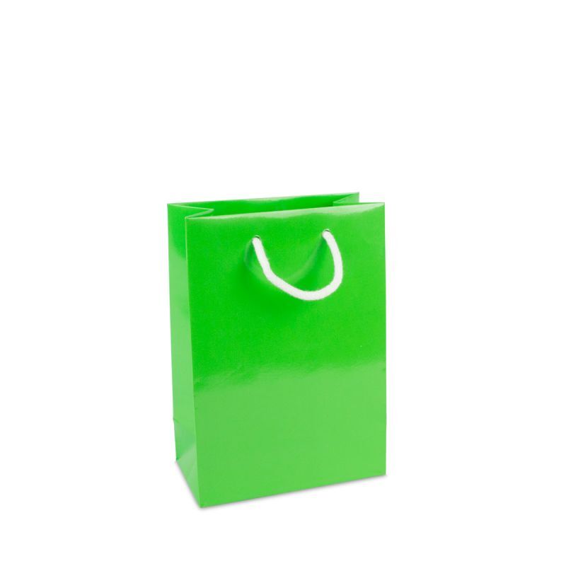 Sac à poignées en papier de luxe - Brillant 19+10x27 cm Vert (100 pcs) [FP-DPK131]