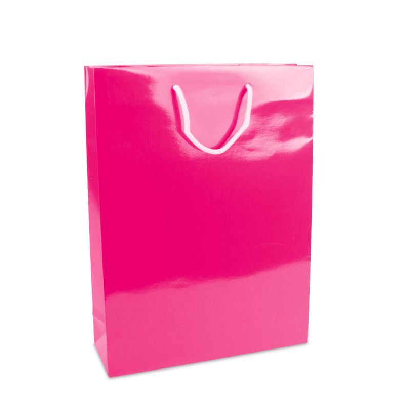 Sac à poignées en papier de luxe - Brillant 30+10x40 cm Rose (100 pcs) [FP-DPK134]