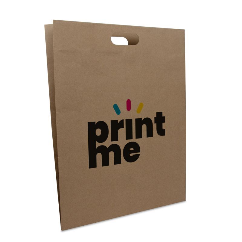 Sac à poignées en papier économiques avec poignées découpées 40x50+2x5 cm Marron (100 pcs) [FP-DPK141]