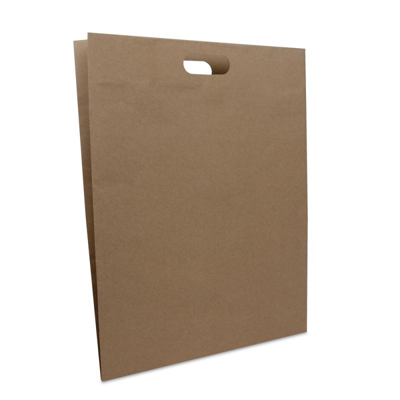 Sac à poignées en papier économiques avec poignées découpées 40x50+2x5 cm Marron (100 pcs) [FP-DPK141]