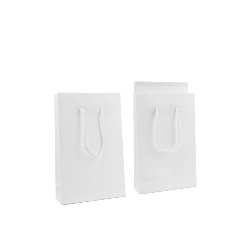 Sac à poignées en papier de luxe à rabat 20+8x32 cm Blanc (100 pcs) [FP-DPK144]