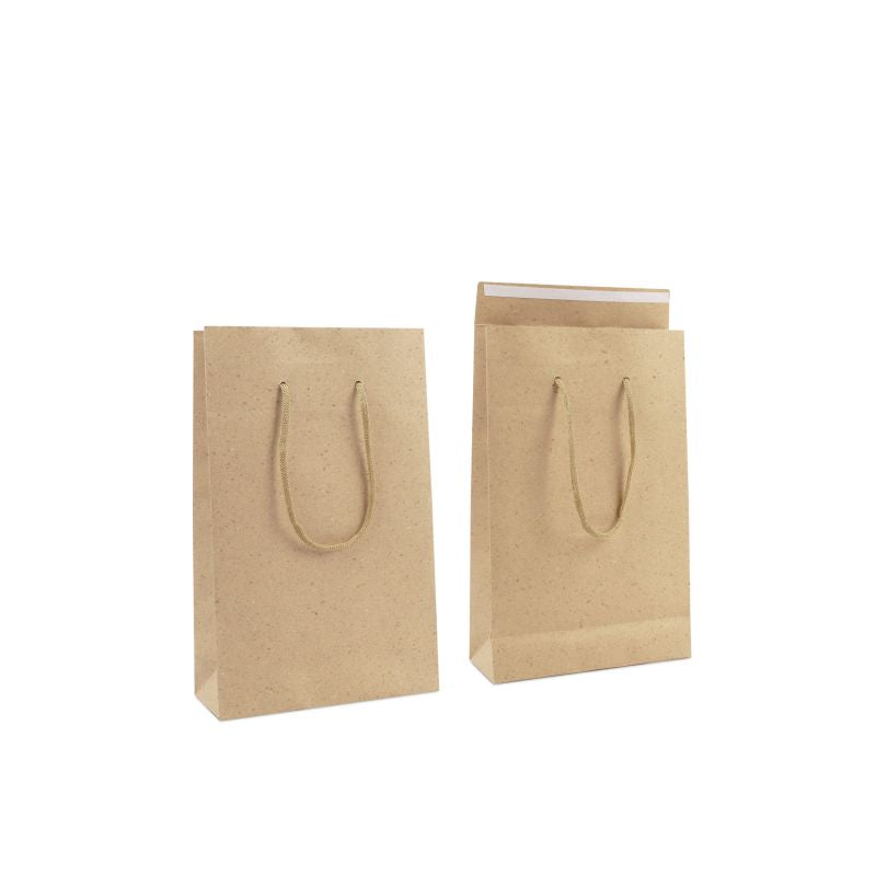Sac à poignées en papier de luxe à rabat 20+8x32 cm Gris brun (100 pcs) [FP-DPK145]