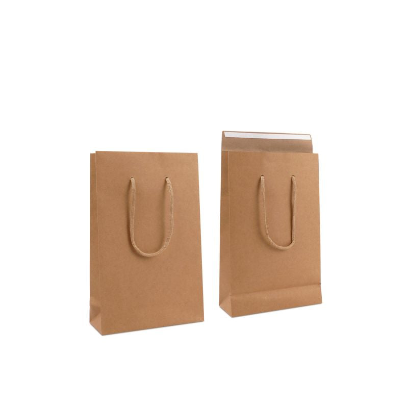 Sac à poignées en papier de luxe à rabat 20+8x32 cm Marron (100 pcs) [FP-DPK146]