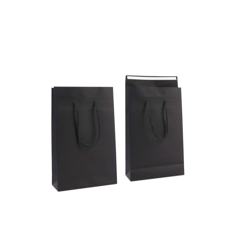 Sac à poignées en papier de luxe à rabat 20+8x32 cm Noir (100 pcs) [FP-DPK147]