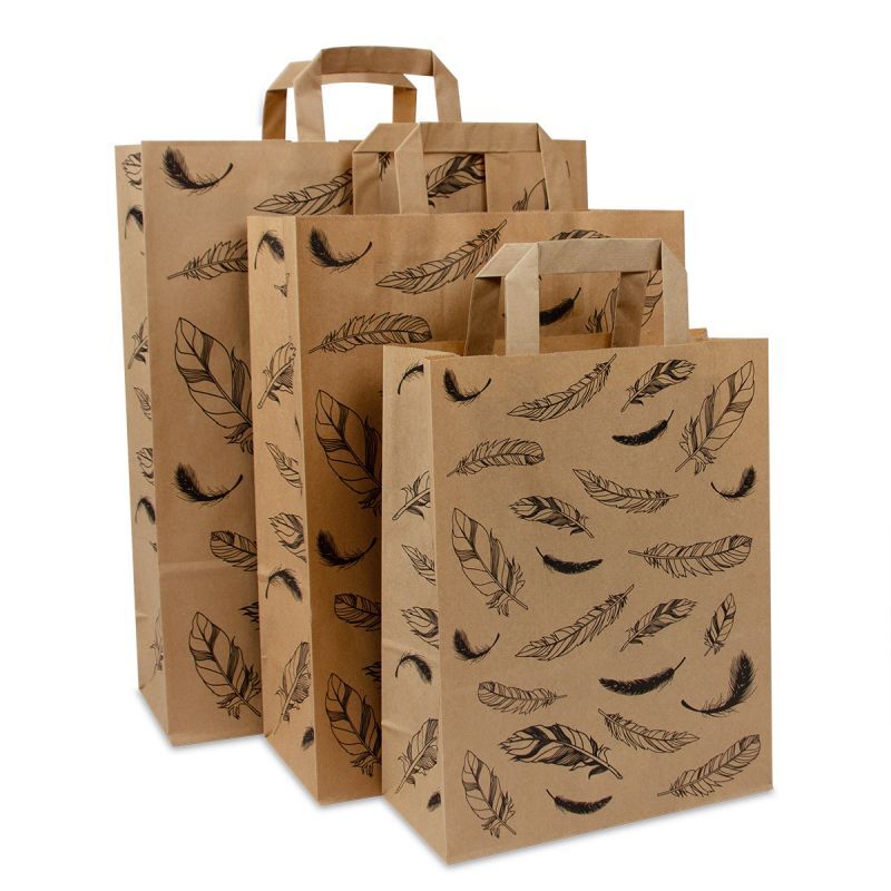 Sacs Kraft FSC® - Plumes 22+10x28 cm Marron (250 pcs) [FP-DPL050]