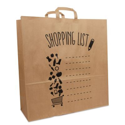 Sac à poignées en papier kraft - Liste de courses 45+17x47 cm Marron (150 pcs) [FP-DPL060]