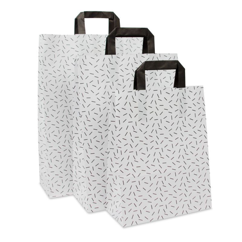 Sac à poignées en papier kraft - Sprinkle 22+10x28 cm Blanc (250 pcs) [FP-DPL072]